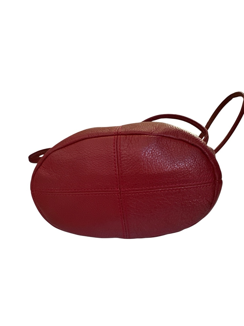 Tignanello Red Pebbled Leather Bucket Bag / Drawstring Crossbody - Picture 3 of 4